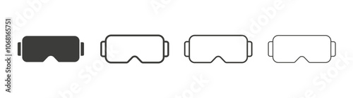 AR headset icon set vector in black and white colors