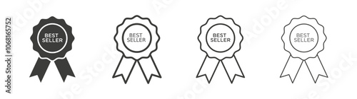 Best seller icon set vector in black and white colors