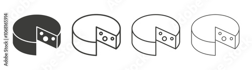 Parmesan icon set vector in black and white colors