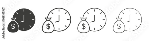 Long term investment icon set vector in black and white colors