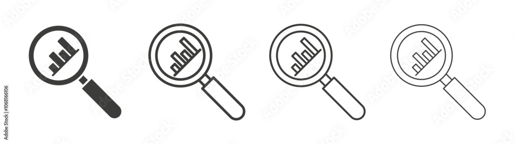 Analysis icon set vector in black and white colors Analysis icon set vector in black and white colors