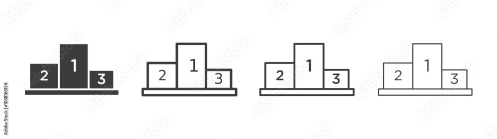 Podium icon set vector in black and white colors Podium icon set vector in black and white colors