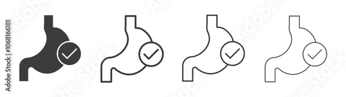 Good digestion icon set vector in black and white colors
