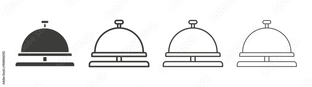 Reception bell icon set vector in black and white colors Reception bell icon set vector in black and white colors