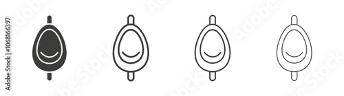 Urinal icon set vector in black and white colors