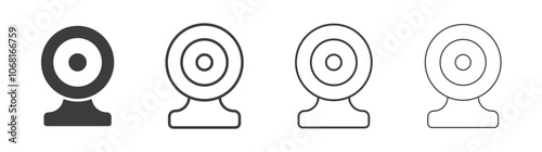 Webcam icon set vector in black and white colors