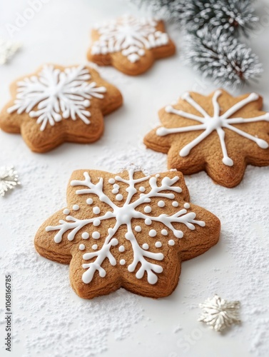 Christmas gingerbread cookies isolated on white background