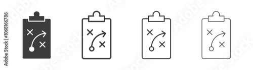 Tactics icon set vector in black and white colors