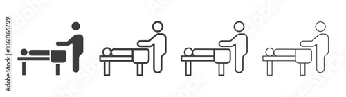 Massage icon set vector in black and white colors
