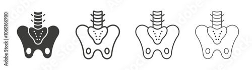 Pelvis icon set vector in black and white colors