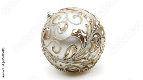 Isolated Christmas Ball on White Background - a festive and charming visual. The isolated Christmas ball on the white background creates a simple yet eye-catching look. It gives the impression of a so