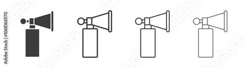 Air horn icon set vector in black and white colors