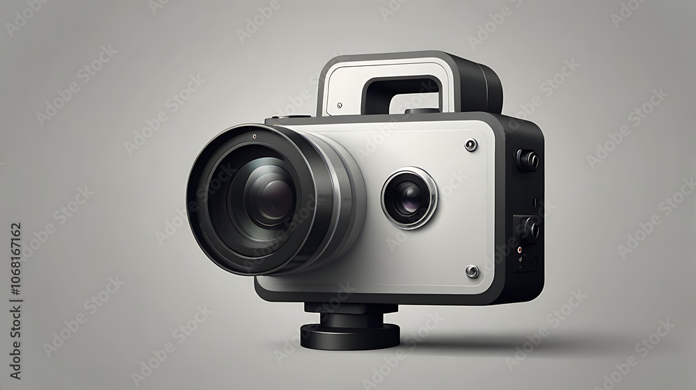 Minimalistic icon of a video camera symbol for recording and streaming on white background. Minimalistic icon of a video camera symbol for recording and streaming on white background.
