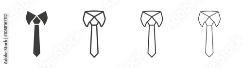Tie icon set vector in black and white colors