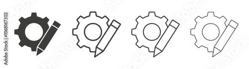 Customization icon set vector in black and white colors