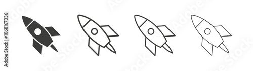 Missile icon set vector in black and white colors