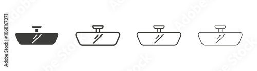 Rear mirror icon set vector in black and white colors