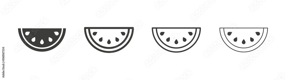 Watermelon icon set vector in black and white colors