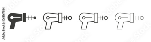 Laser gun icon set vector in black and white colors