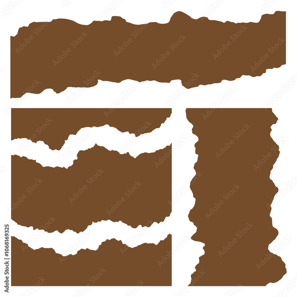 Ripped paper set vector. Craft paper rip torn paper texture label, recording notes. Dark brown paper tear effect border, realistic torn paper edges sheet. Broken old paper stripes for various purpose Ripped paper set vector. Craft paper rip torn paper texture label, recording notes. Dark brown paper tear effect border, realistic torn paper edges sheet. Broken old paper stripes for various purpose