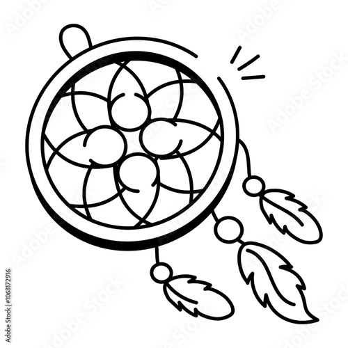 A doodle icon of a dream catcher 

