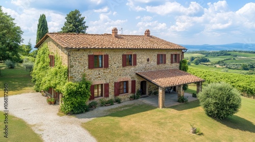 Rustic Stone Farmhouse Amidst Lush Vineyards