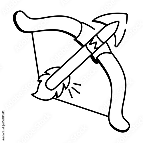 A hand drawn icon of an arrow bow 
