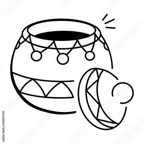 Broken oar icon in doodle style 

