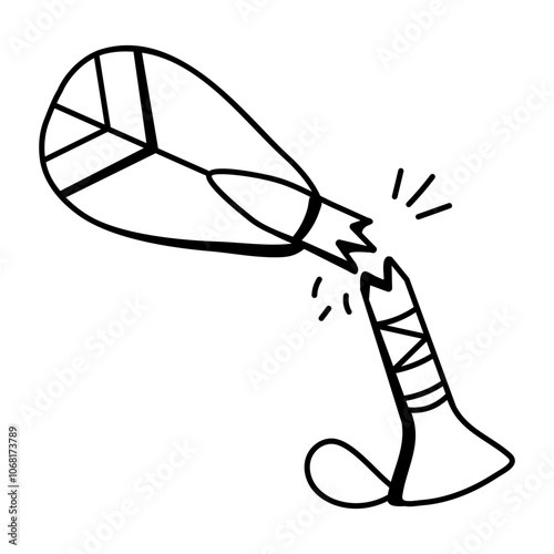 Broken oar icon in doodle style 

