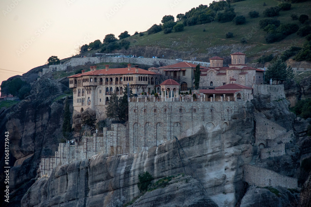 Fototapeta premium breathtaking view of orthodox christian holy monastery at meteora