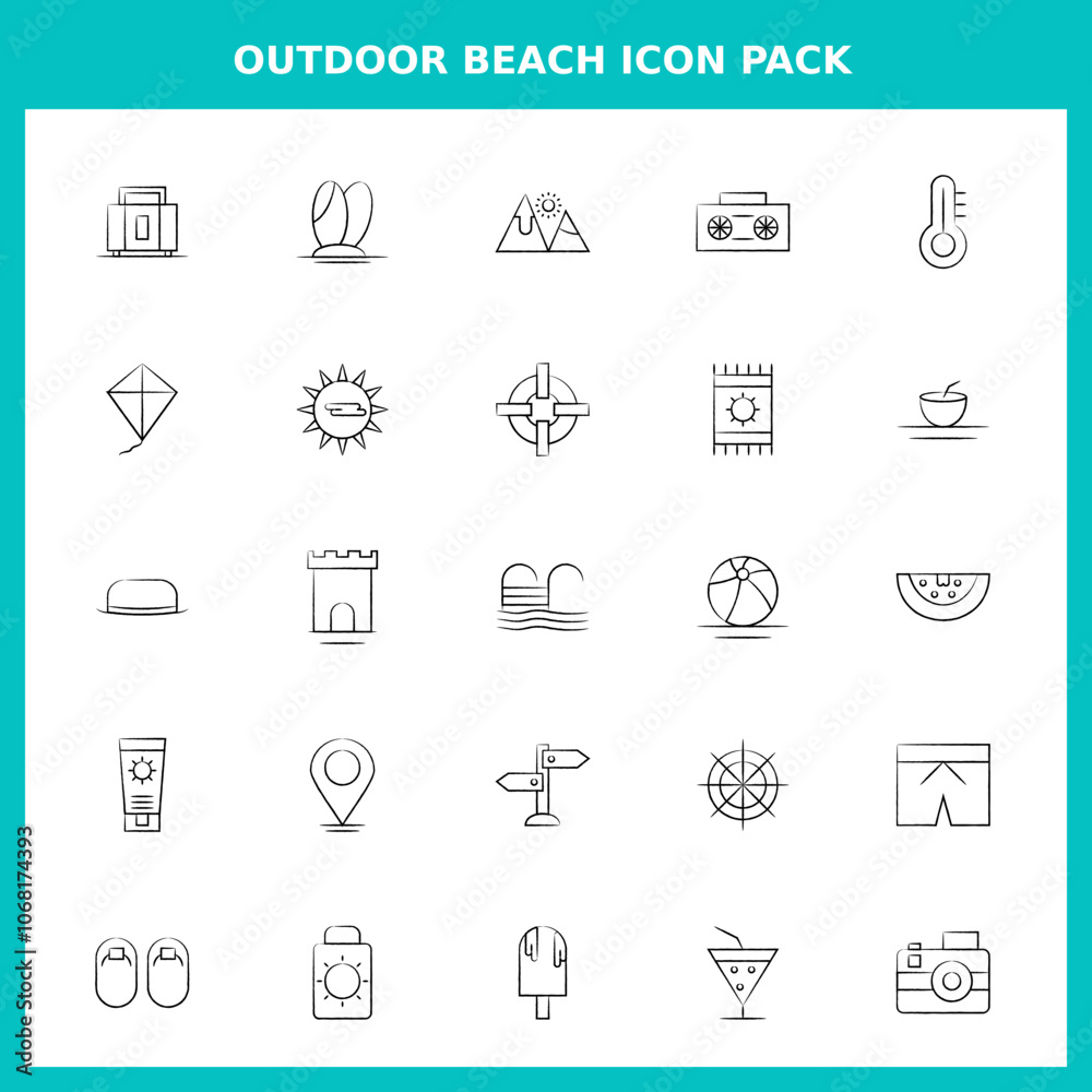 Outdoor Beach Handwritten Icons for Website and Graphic Templates Outdoor Beach Handwritten Icons for Website and Graphic Templates