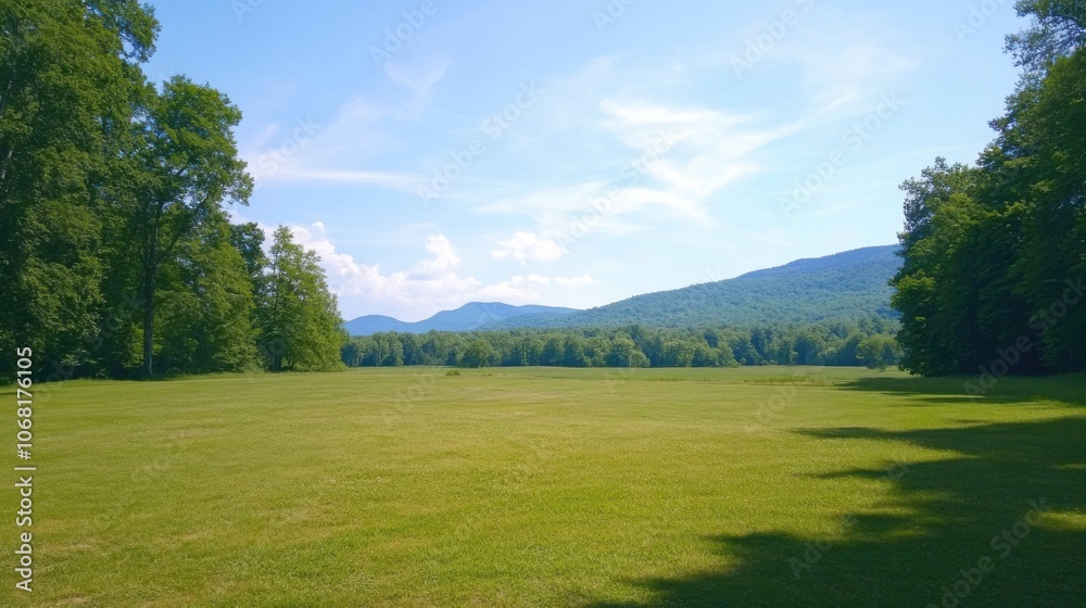 Fototapeta premium Verdant Meadows: A Tranquil Natural Landscape