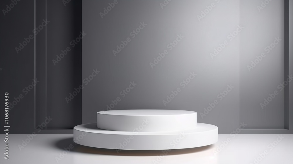Fototapeta premium Modern White Display Platform in Neutral Setting