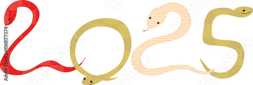 2025年型の蛇のかわいいベクターイラスト