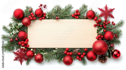 Create a festive christmas wallpaper with a wooden sign background