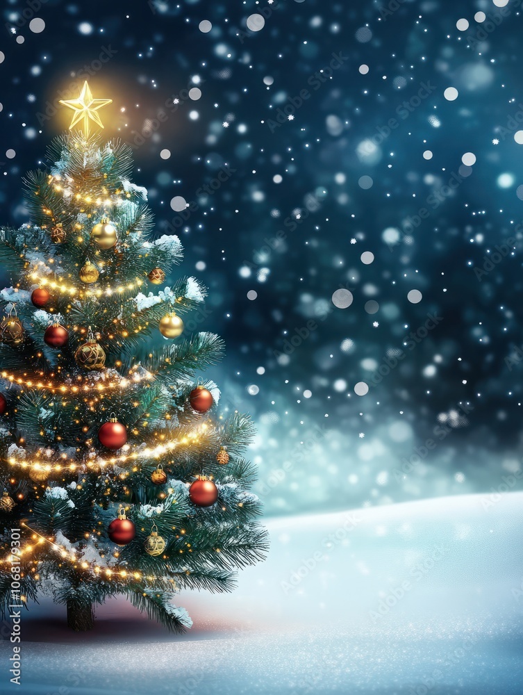 custom made wallpaper toronto digitalIlluminated Christmas tree in cold winter night with copy space