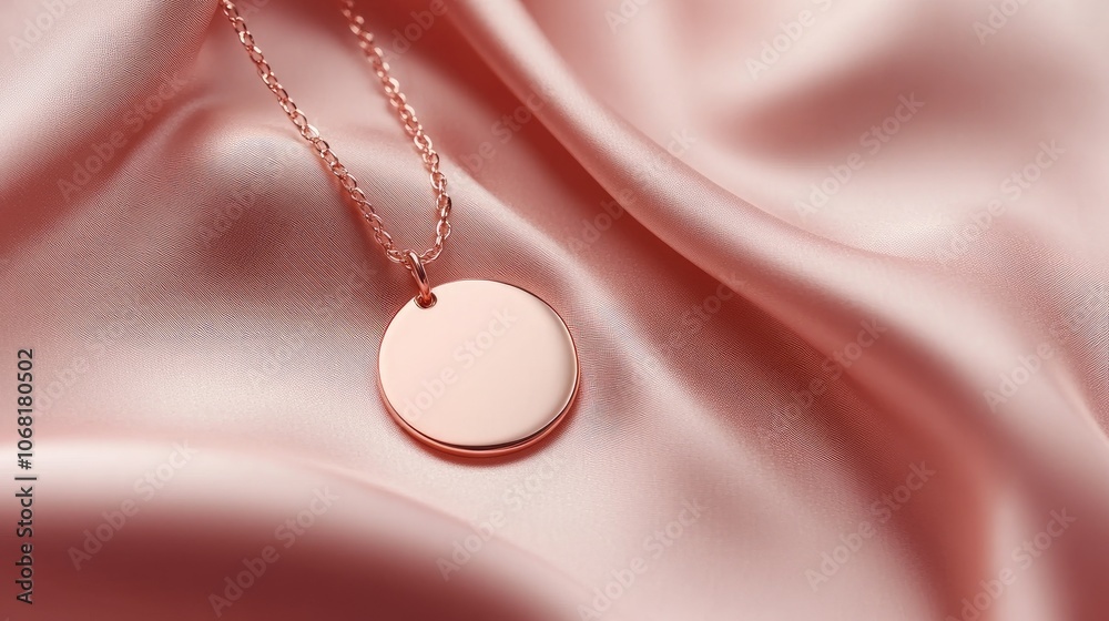 Elegant Rose Gold Necklace on Soft Satin Fabric Elegant Rose Gold Necklace on Soft Satin Fabric