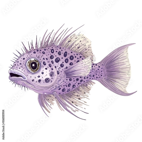 3D digital render of a purple tropical fish isolated on white background