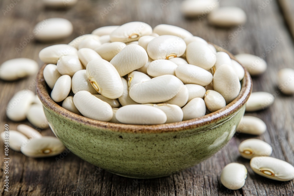 Fresh White Beans in a Rustic Bowl Fresh White Beans in a Rustic Bowl