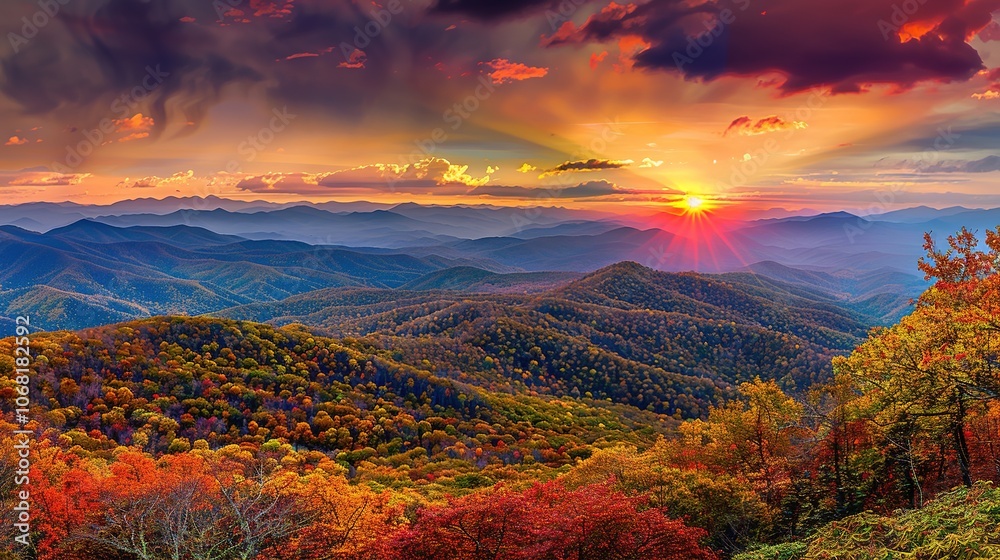 The Scenery of Autumn Forests in the Sunset Mountains - a breathtaking and idyllic visual. The autumn forests in the sunset mountains create a warm and vibrant look. It gives the impression of a seren The Scenery of Autumn Forests in the Sunset Mountains - a breathtaking and idyllic visual. The autumn forests in the sunset mountains create a warm and vibrant look. It gives the impression of a seren