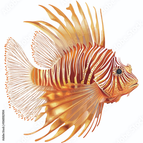 Beautiful gold fish isolated on a white background. Vector illustration. 