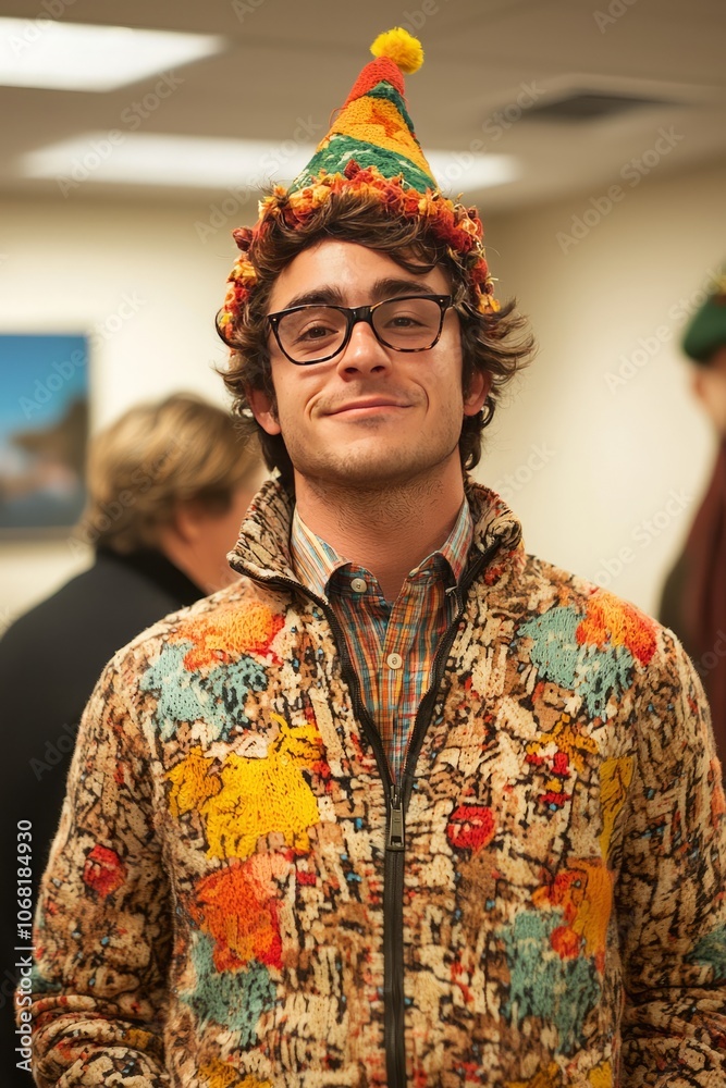 Obraz premium The office holds a costume contest with a New Year’s Eve theme. Employees dress up in their most creative