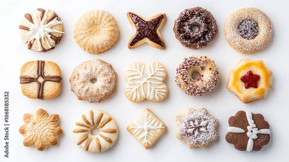 Set of different Christmas cookies on white background Set of different Christmas cookies on white background