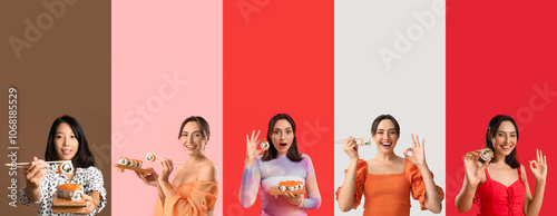 Set of beautiful women with...