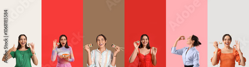 Set of beautiful woman with...
