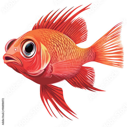 Cartoon red fish isolated on white background. Vector illustration for your design 