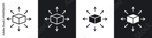 Distribution channel icon in solid and outlined style. black and white colors