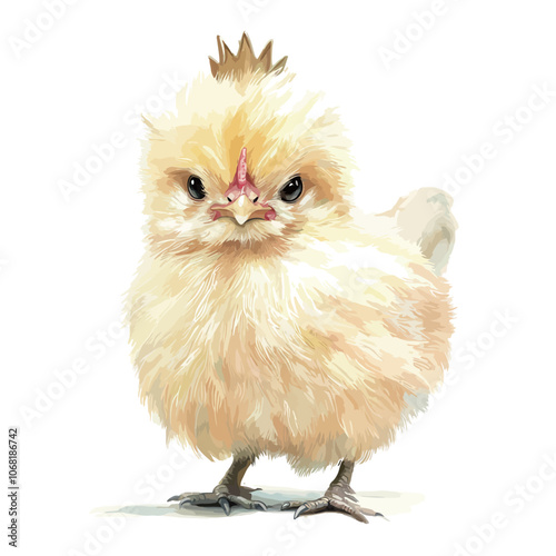 chick on a white background, watercolor illustration, hand drawn 