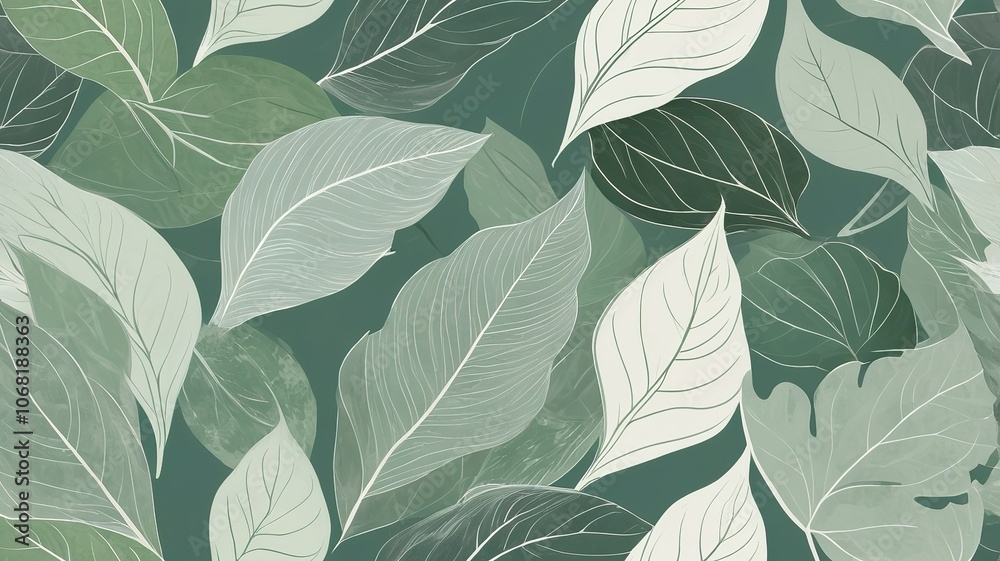 Seamless overlapping large leaf pattern Seamless overlapping large leaf pattern