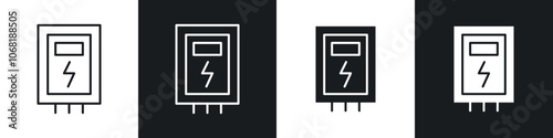 Electrical soap box icon in solid and outlined style. black and white colors